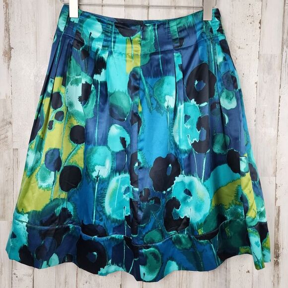 Worthington Multicolored Lined Midi Skirt Blue Size 8 - Picture 2 of 10